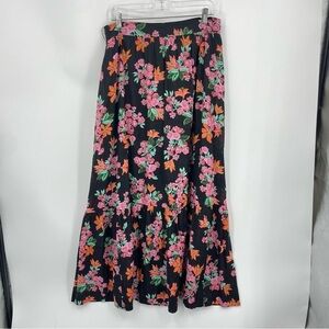 Ann Taylor Floral Print Prairie tiered Maxi Skirt Sz 10T Tall Multicolor